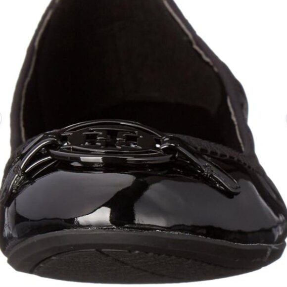 Brand New Women's Tommy Hilfiger Carmon Black Patent Leather Logo Ballet Flats - Picture 9 of 11